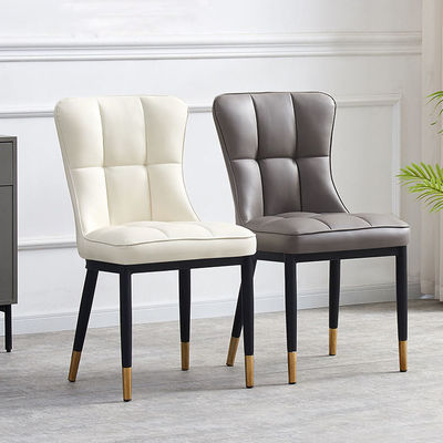 satın al Mutfak için metal bacaklı gri döşeli deri yemek sandalyesi Çevrimiçi üretim