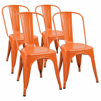 satın al Ev malzemeleri Yüklenebilir Metal Yemek Sandalyesi Turuncu Vintage Metal Bistro Sandalyeleri Çevrimiçi üretim