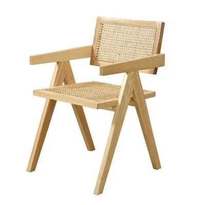 Özelleştirilebilir Rattan ve Ahşap Koltuk OEM Ahşap Yemek Odası Sandalyeleri