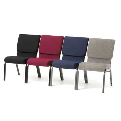 Modern çok renkli kilise kürsüsü sandalyeleri rahat sırt yastığı yığılabilir metal çerçeve